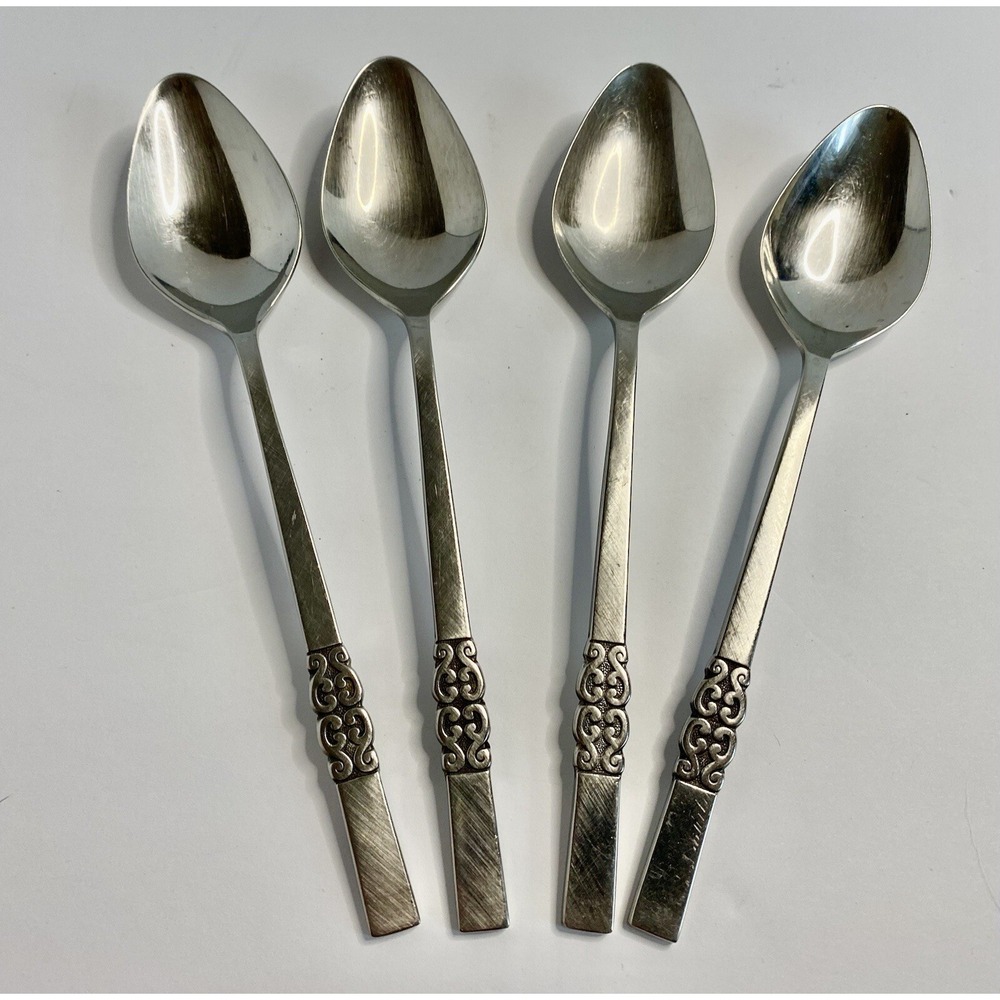 International Stainless DANISH SCROLL Oval Place Soup Spoons Set of 4